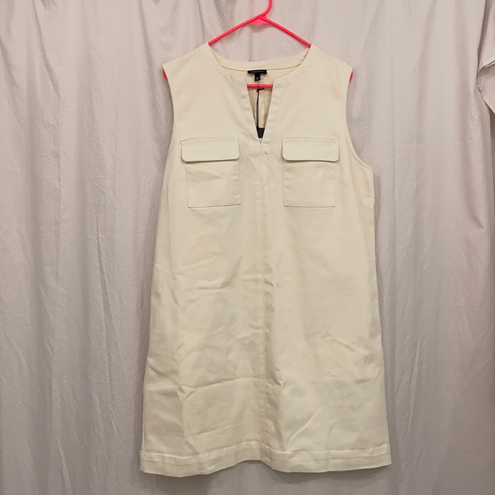 Sleeveless shift dress - canvas material